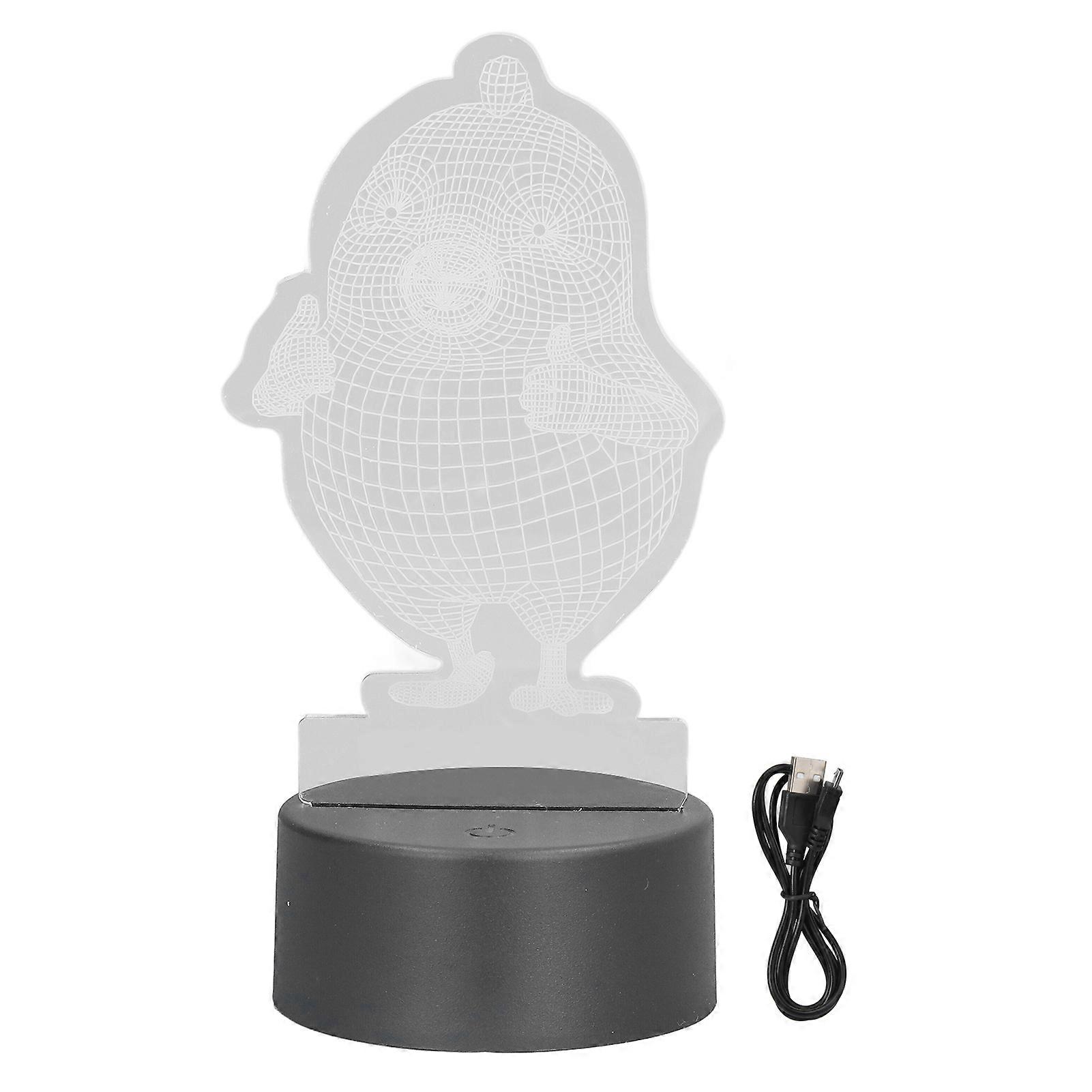 3D Night Light Chick Shape Acrylic LED, 7 Colors, USB Powered, Touch Control Bedroom Lamp