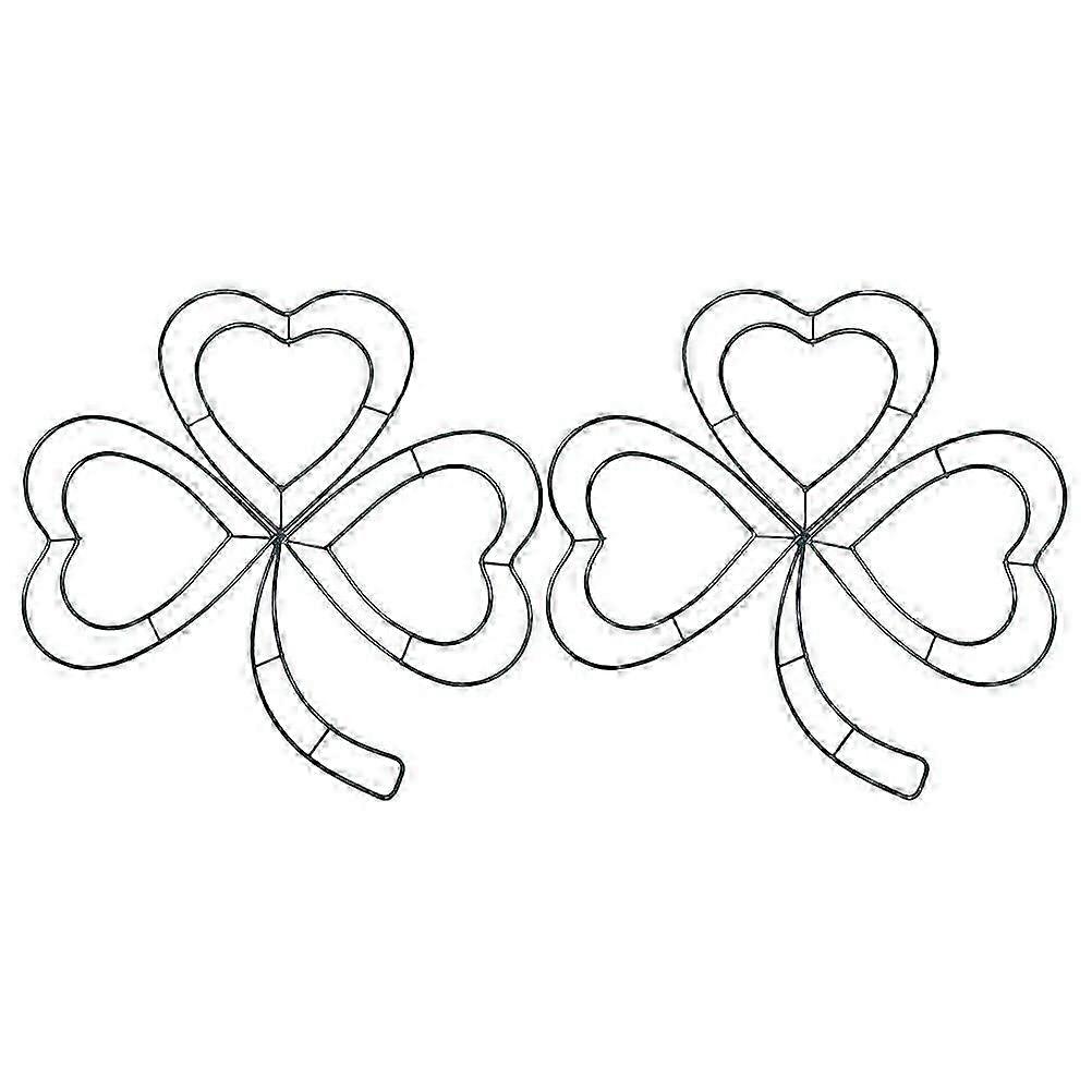 2Pcs St. Patrick's Metal Wreath Frame Irish Shamrock Wire Wreath Support Frame
