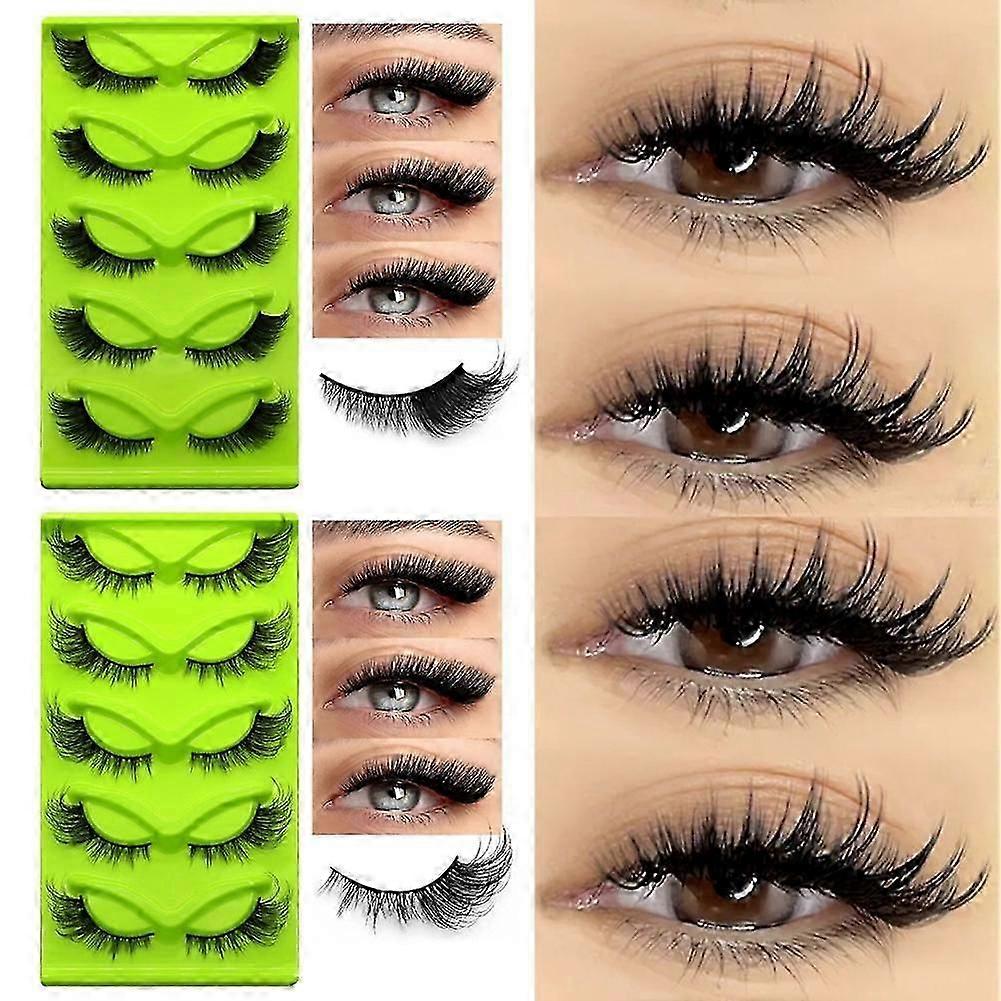 Green False Eyelashes Thick Curled Artificial Eyelashes