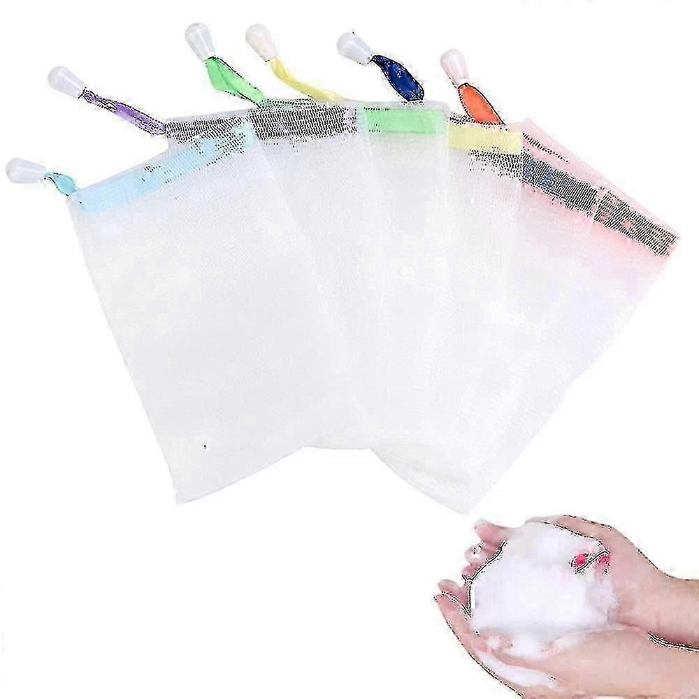 20 Pieces Soap Saver Bag With Drawstring Bubble Foaming Net Double-layer Soap Mesh Bagrandom Colour