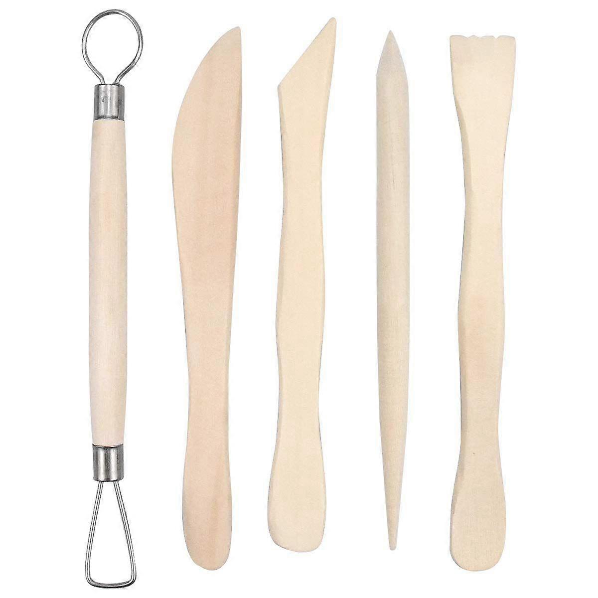 Pottery Sculpting Tools Set, 5Pcs Wooden Clay Modelling Tools, Pottery Clay Sculpture Tools for Ceramic Shaping