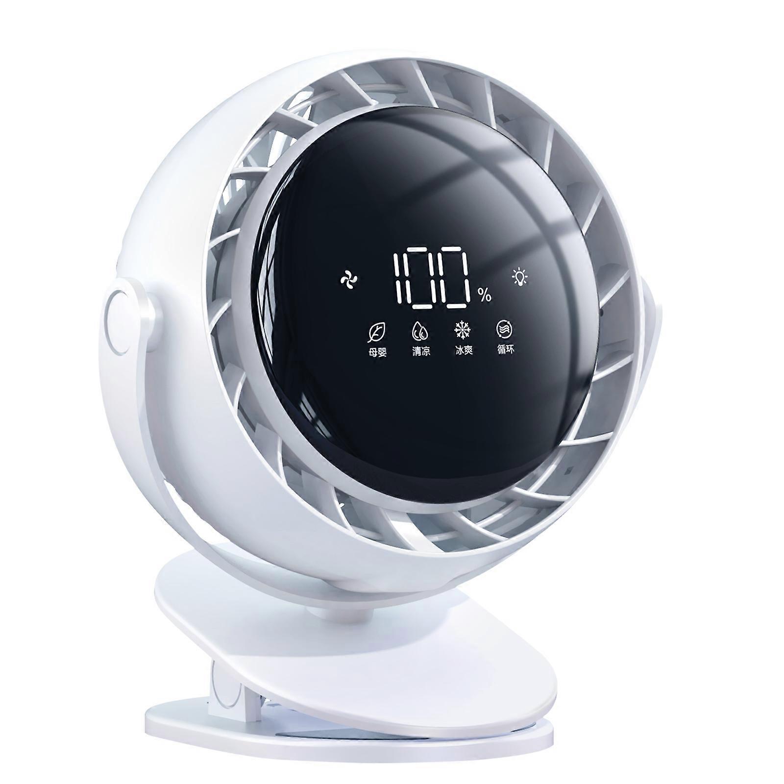 Quiet USB Charging Fan with Turbos Technology, 720° Wide Angle Adjustment, Safe Bladeless, Suitable for All Genders White