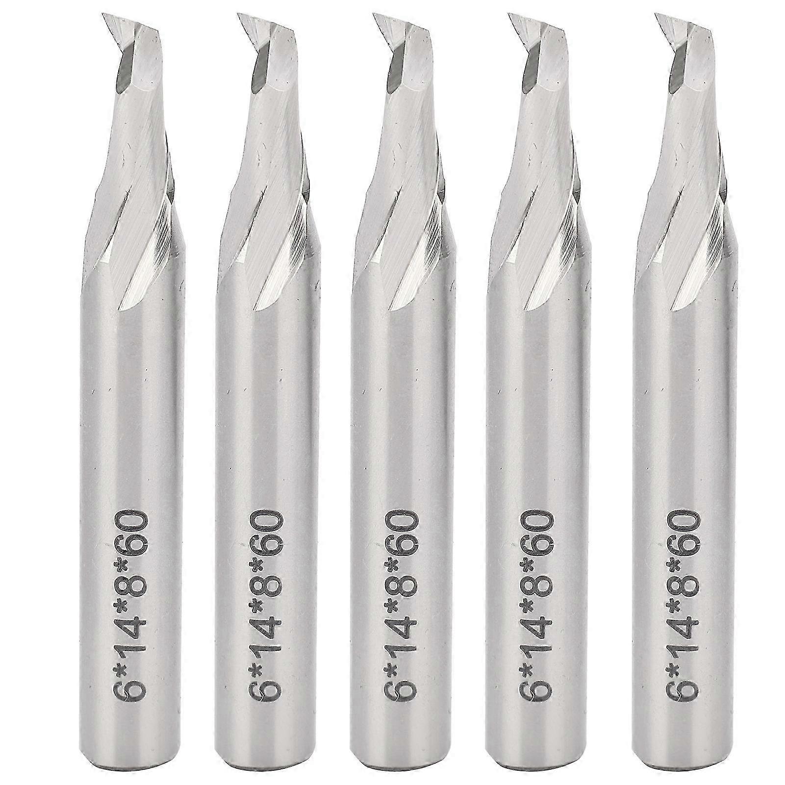 5pcs 8mm Shank High Speed Steel Spiral End Mill CNC Router Bits Set for Wood Carving
