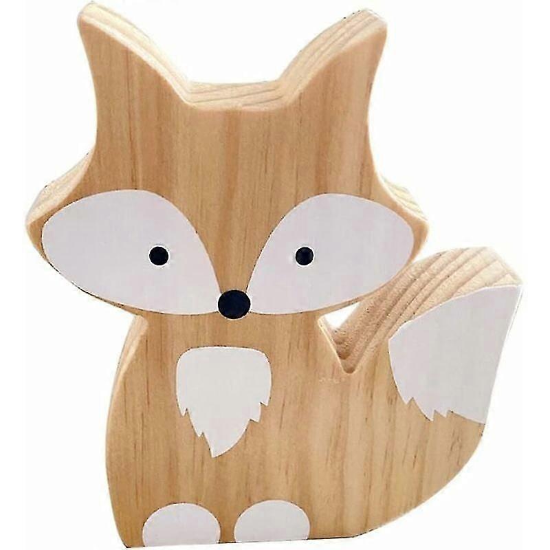 Fox Figurine Wooden Animal Statue Figurine for Bedroom Home Office Decor Decorative Table Top Collection Figure White 12X14cm