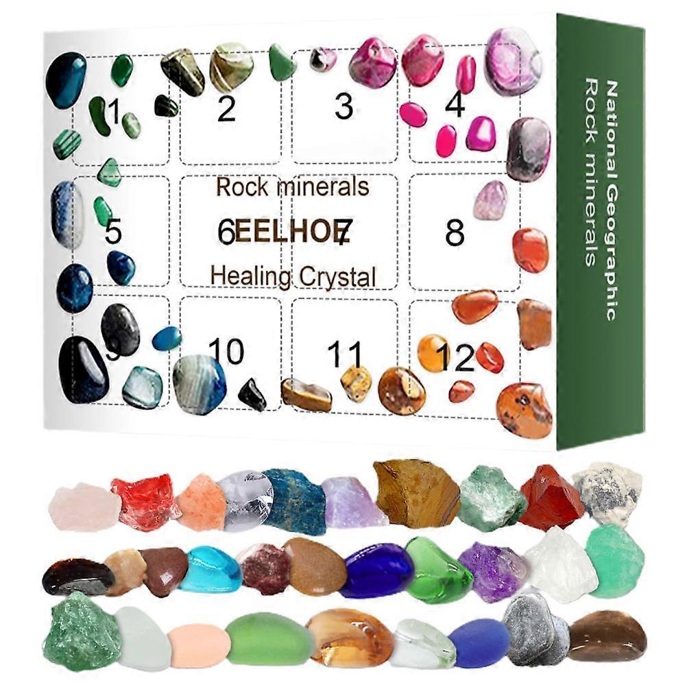 Crystal Christmas Advent Calendar 2021 Blind Box Toy 12 Days Countdown Toy Home Rock Storage Gift for Children