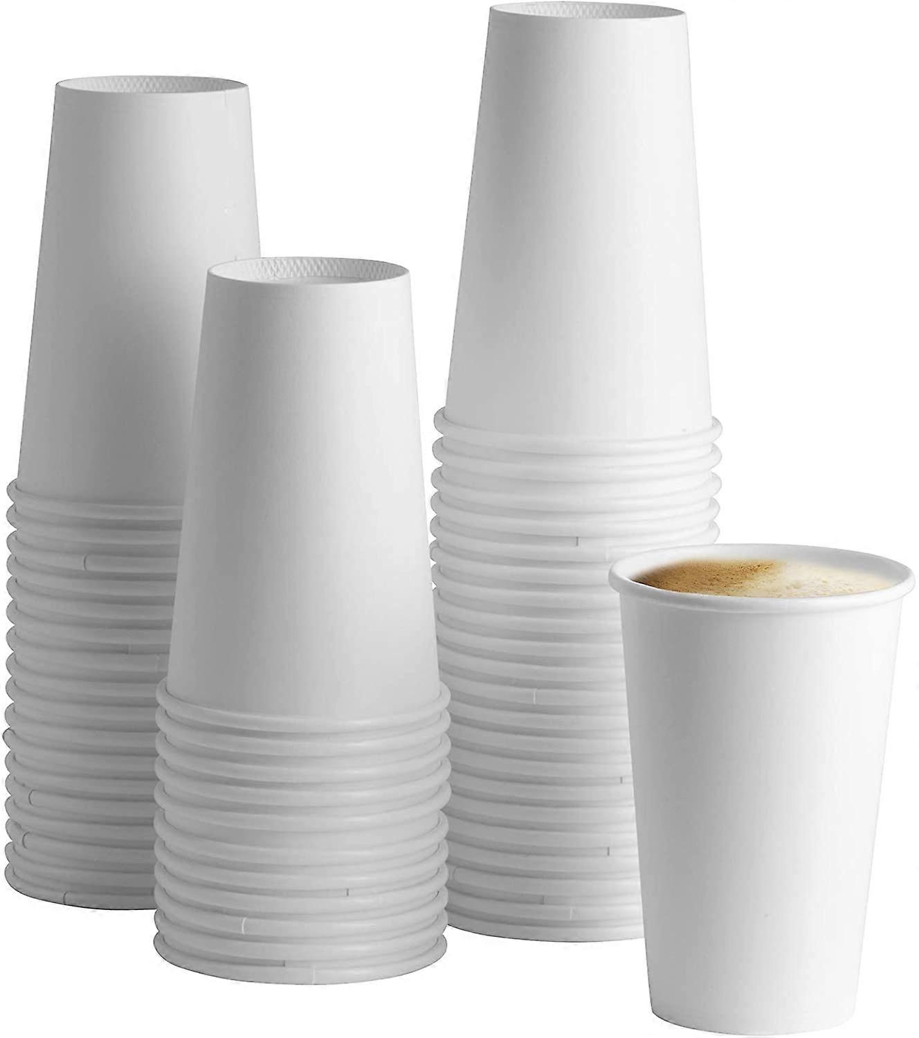 [100 Pack] 12 Oz. White Paper Hot Cups - Coffee Cups