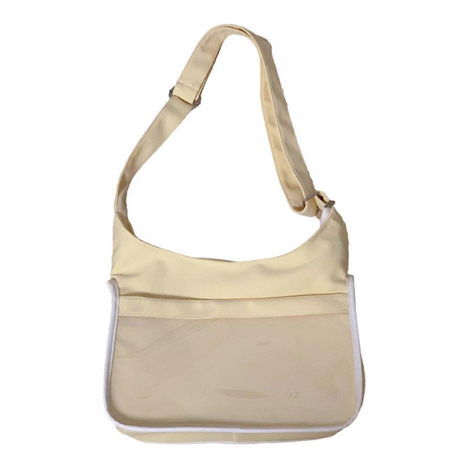 女性日本人大学生ショルダークロスボディバッグカジュアルシンプルファッション美的ハンドバッグ透明スウィートイタリアバッグイエロー