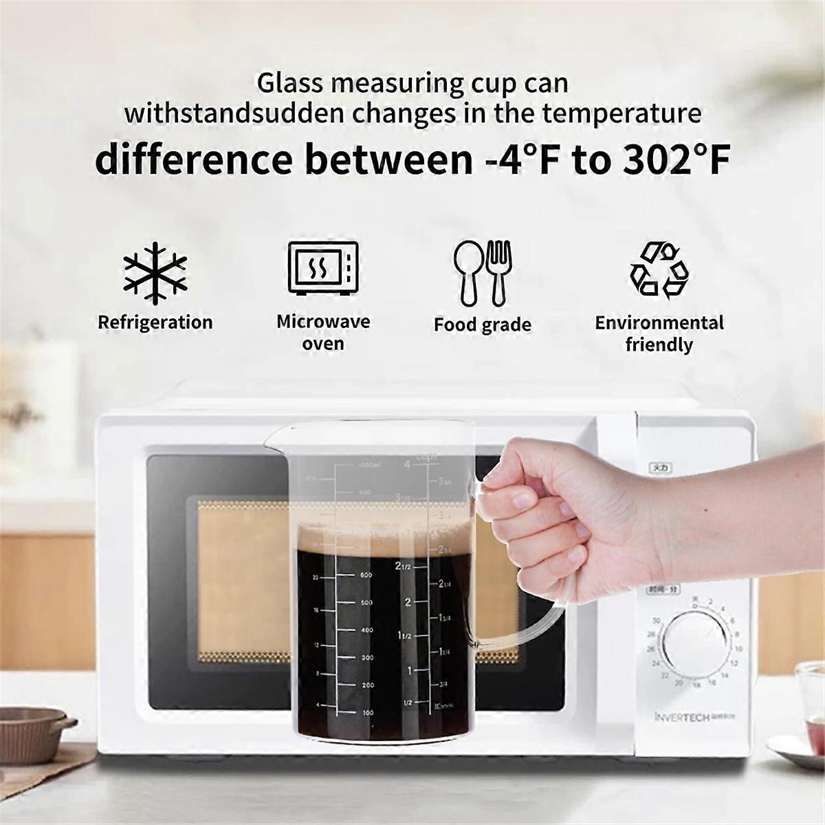 Glass Measuring Cup, Insulated Handle, V-Shaped Spout,