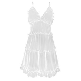 Lingerie sexy-chemise de nuit dentelle satin vêtements de nuit robe Slip chemise dentelle col V robe de détente pour femmes vêtements de nuit robe S Claret