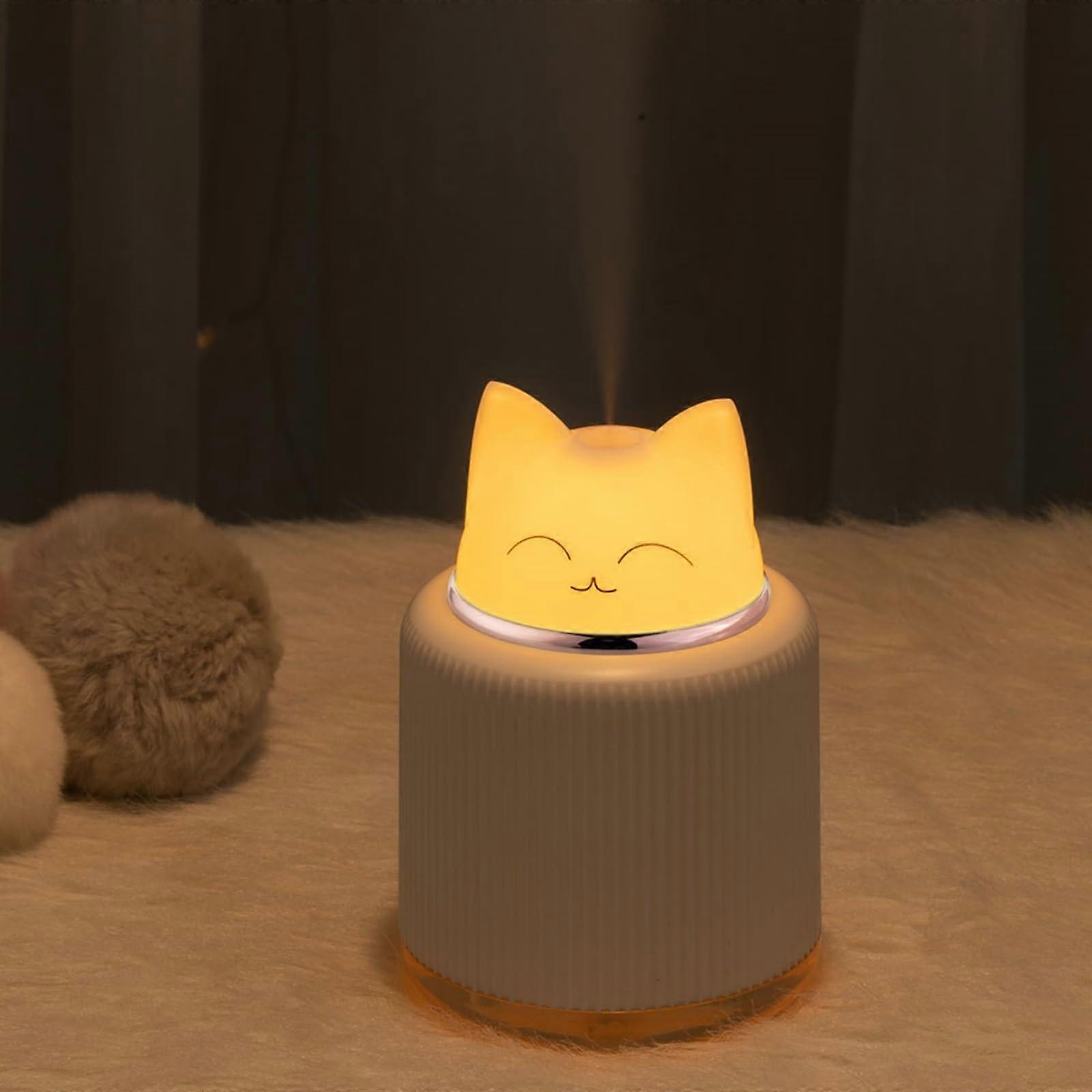 Mini Humidifier with Cute Cat Design, Personal Desktop Humidifier for Office, Car, and Bedroom, 2 Mist Modes, Auto Shutoff, Quiet Operation, White