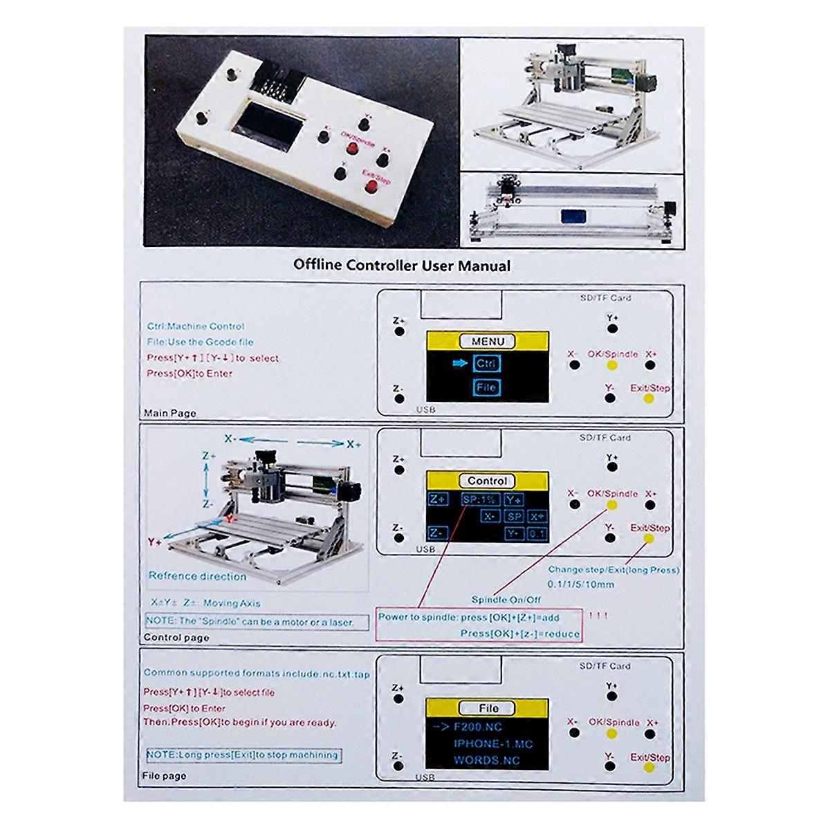 Offline Controller for CNC 3018 Pro 2418 Pro 1610 Pro DIY Laser Engraver Cutter Machine 1GB TF Card 3 Axis GRBL