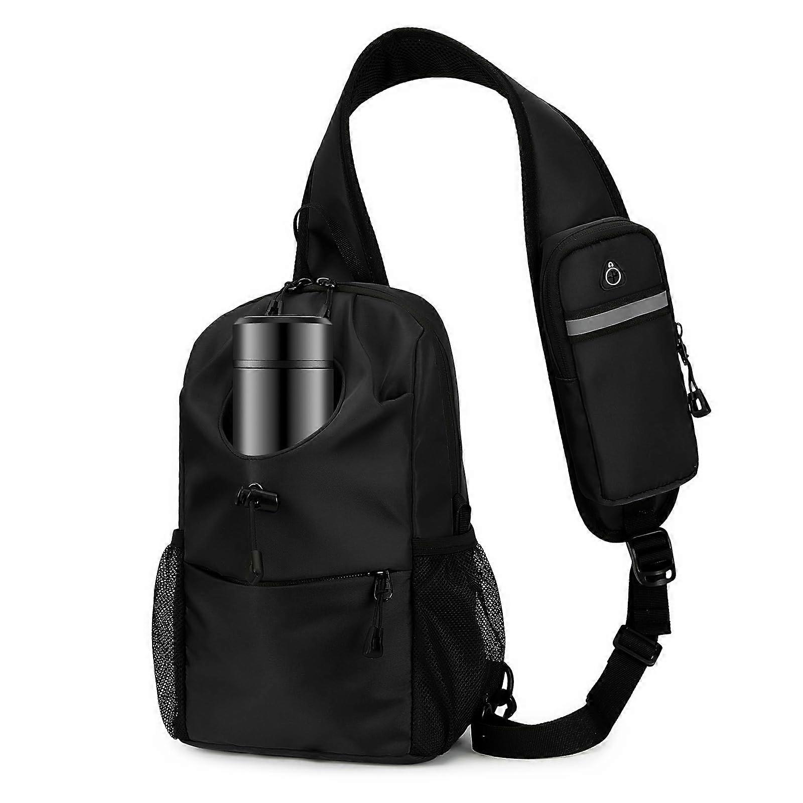 Sling Bag for Men, Black Crossbody Backpack with Chest Bag for Travel, Walking, and Daily Use