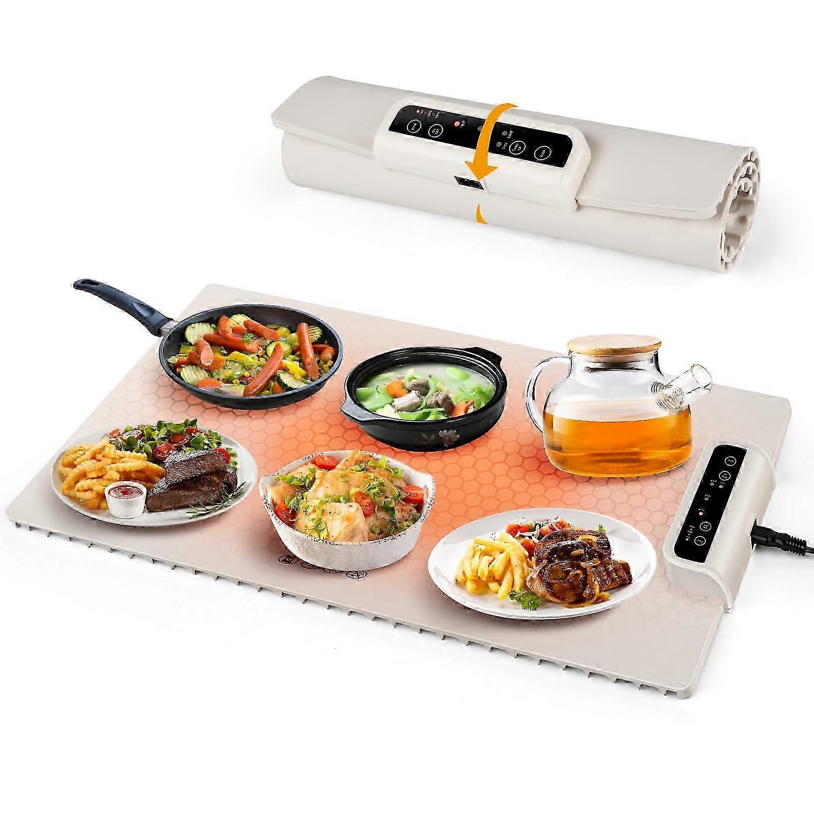 Electric Warming Tray Adjustable Temperature Full Surface Heating for Holidays Rollable Fast Heating