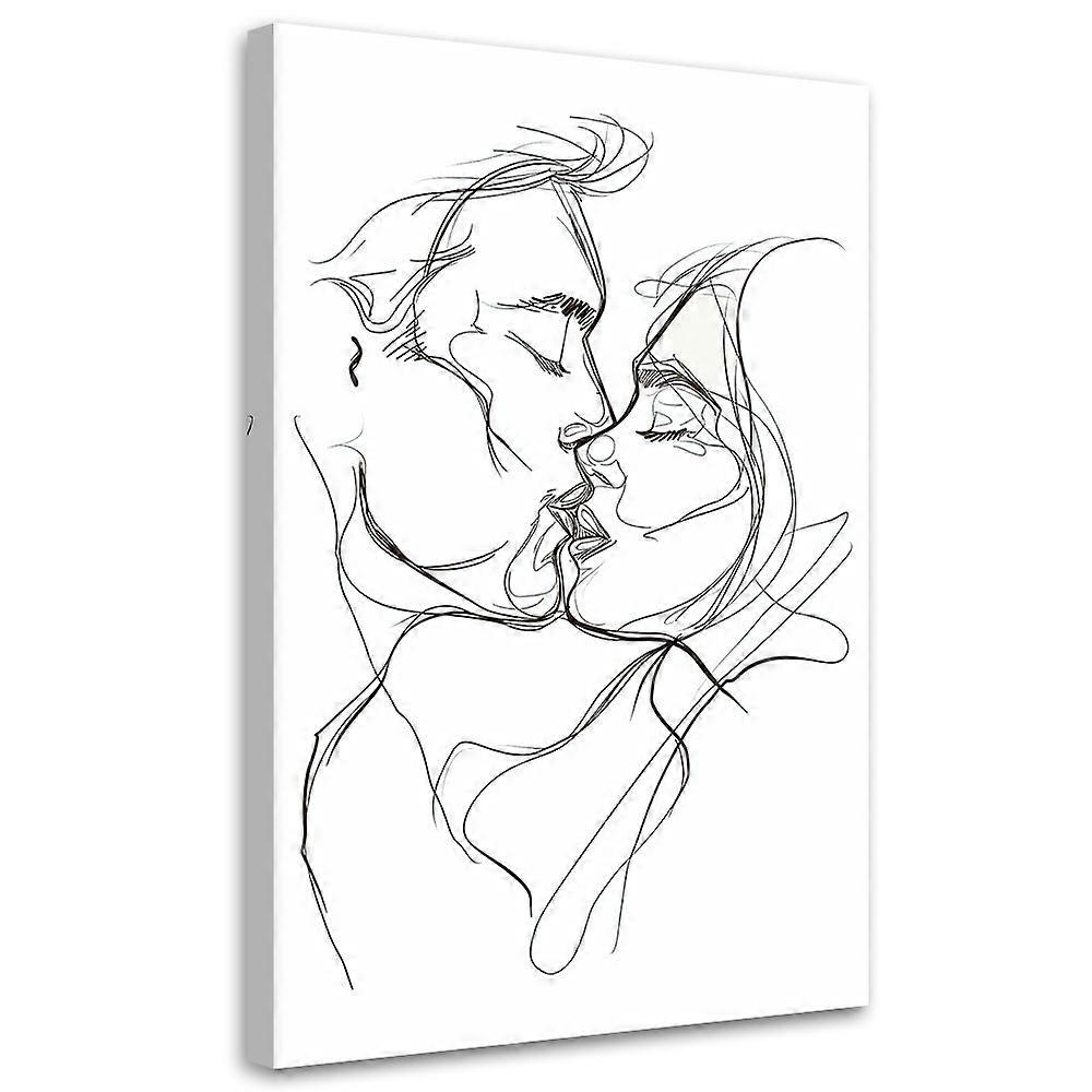 Impression sur toile, Baiser Noir et blanc - 60x90