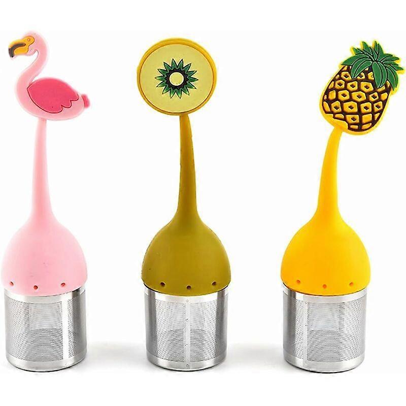 Silicone Tea Infuser, 3 PCS Herbal Tea Filter, Cute 304 Stainless Steel Mesh Tea Filter With Silicone Handle For Loose Tea