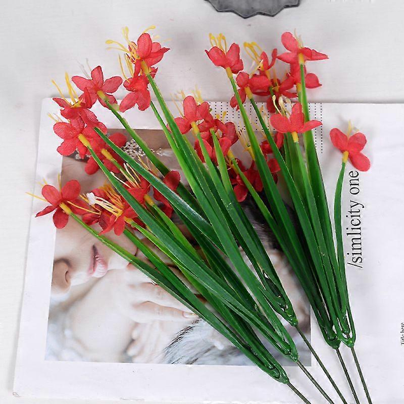 Artificial flowers and bouquets Simulation Red Daffodil 5pcs