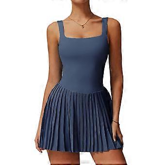 Women Sleeveless Square Neck Tennis Dress With Built In Shorts And Pocket  Workout Athletic Dress for Golfing Running Badge blue M | Fruugo IE