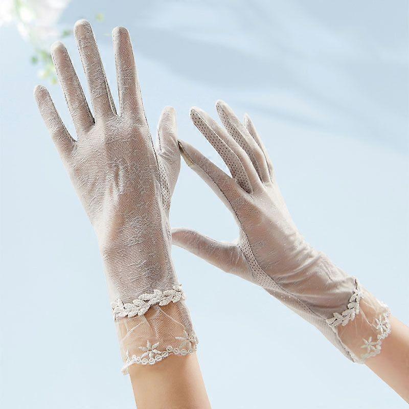 夏の薄い屋外バイクドライビングタッチスクリーンアイスシルク通気性レースグローブ