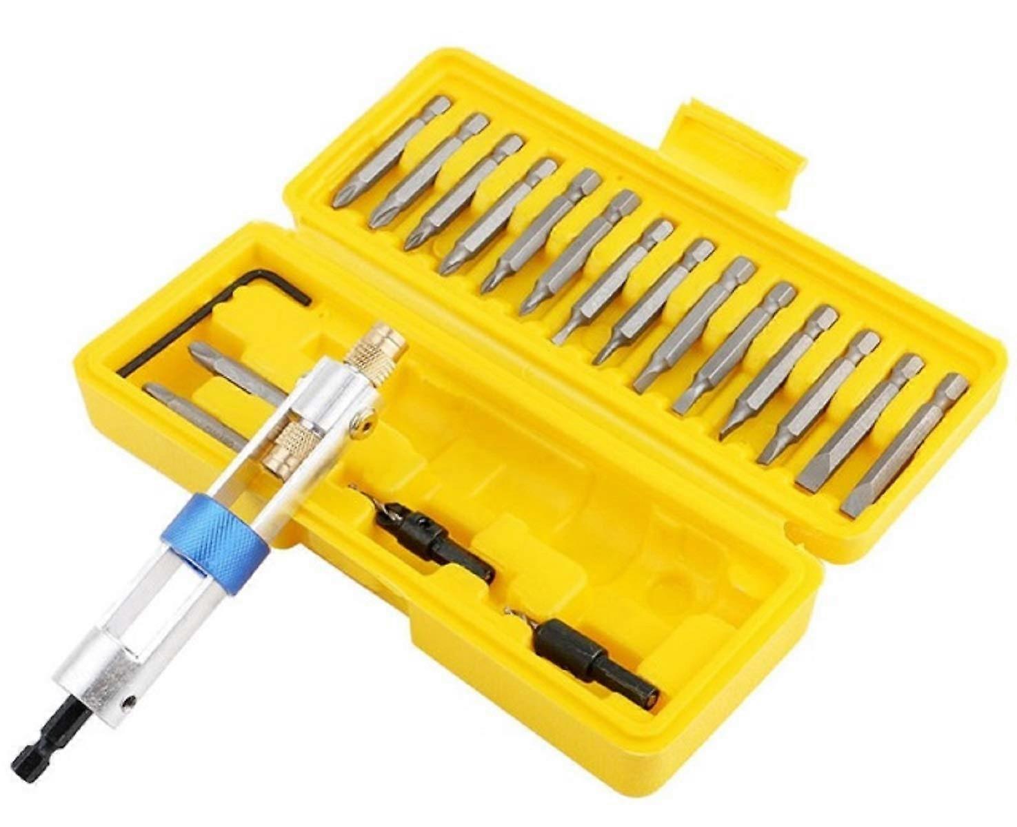 Quick-Change Countersink Drill Bit Set 20 Pcs Multi Screwdriver Flip Wrench Half Time Driver Swivel Driving Tool Kits Revolving Head with Box