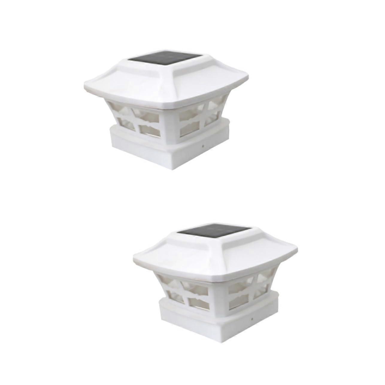 2 Pcs Solar Post Lamp with LED and Waterproof Design