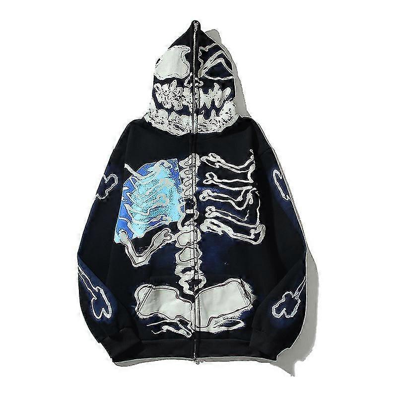Skull Pulcsi Zip Gyapjú Kabát Férfi női pulóverek