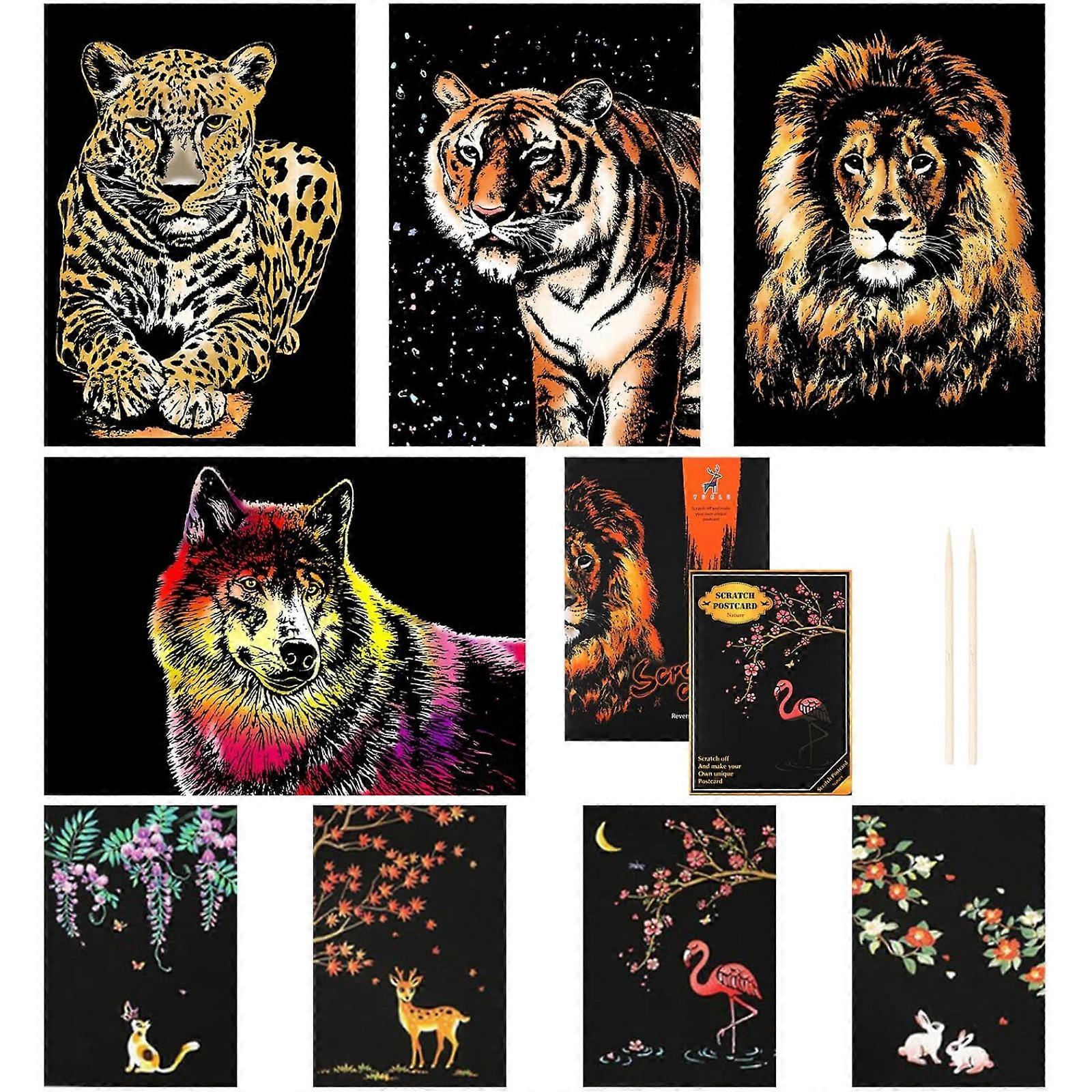 8pcs Color Postcard Scratch - Animal Edition