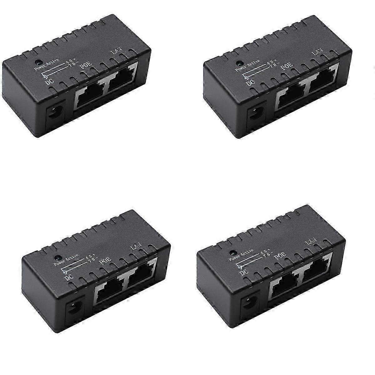4X Poe Splitter Poe Injector Rj45 Dc 5.5Mm X 2.1Mm Input Passive Poe Injector Splitter Adapter Conn