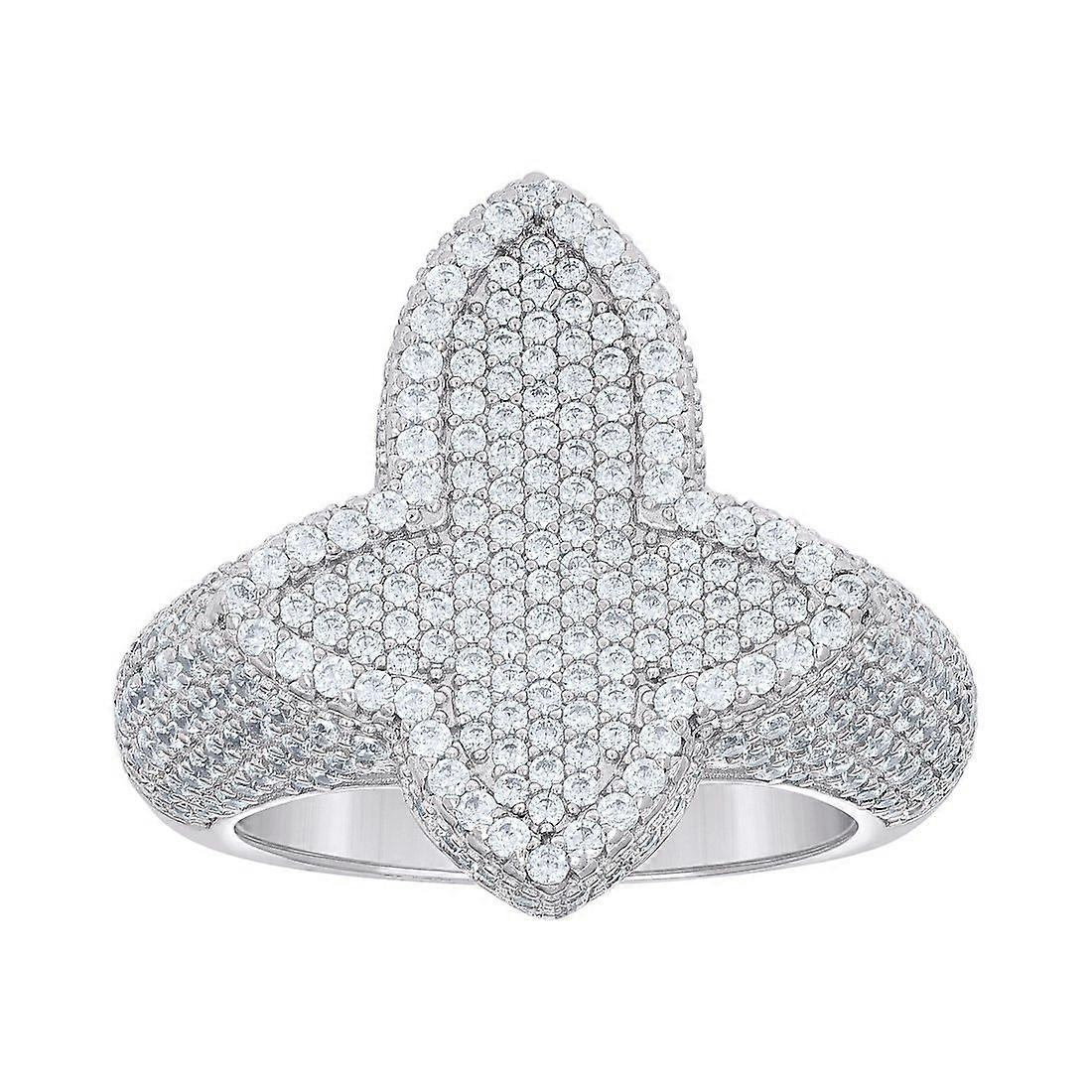 925 Sterling Silver Mens Cubic Zirconia Cluster Cross Religious Ring 23.7mm Long12-Ring for Men