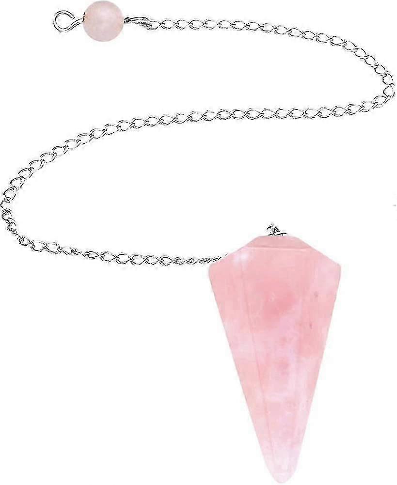 Rose Quartz Gemstone Crystal Pendulum - Dowsing, Scrying, Healing With Gift Pouch