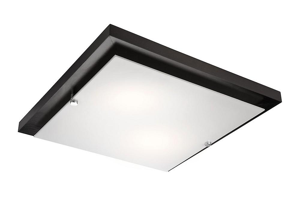 Square Simple Flush Ceiling Light Wenge, 2x E27
