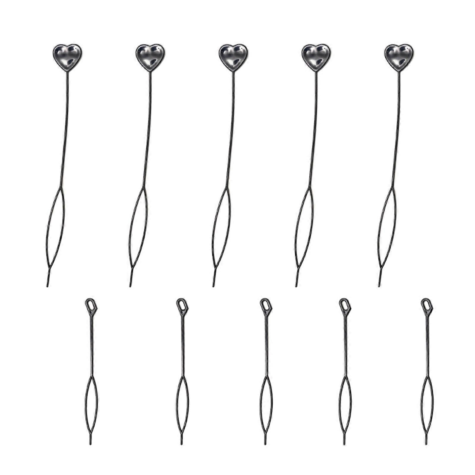 Outil de cheveux de queue Topsy 10Pcs Outils de queue de cheveux avec 2 Taille Français Tresse Tirer Cheveux Tresse Accessoires Queue de Cheval Outils de fabrication