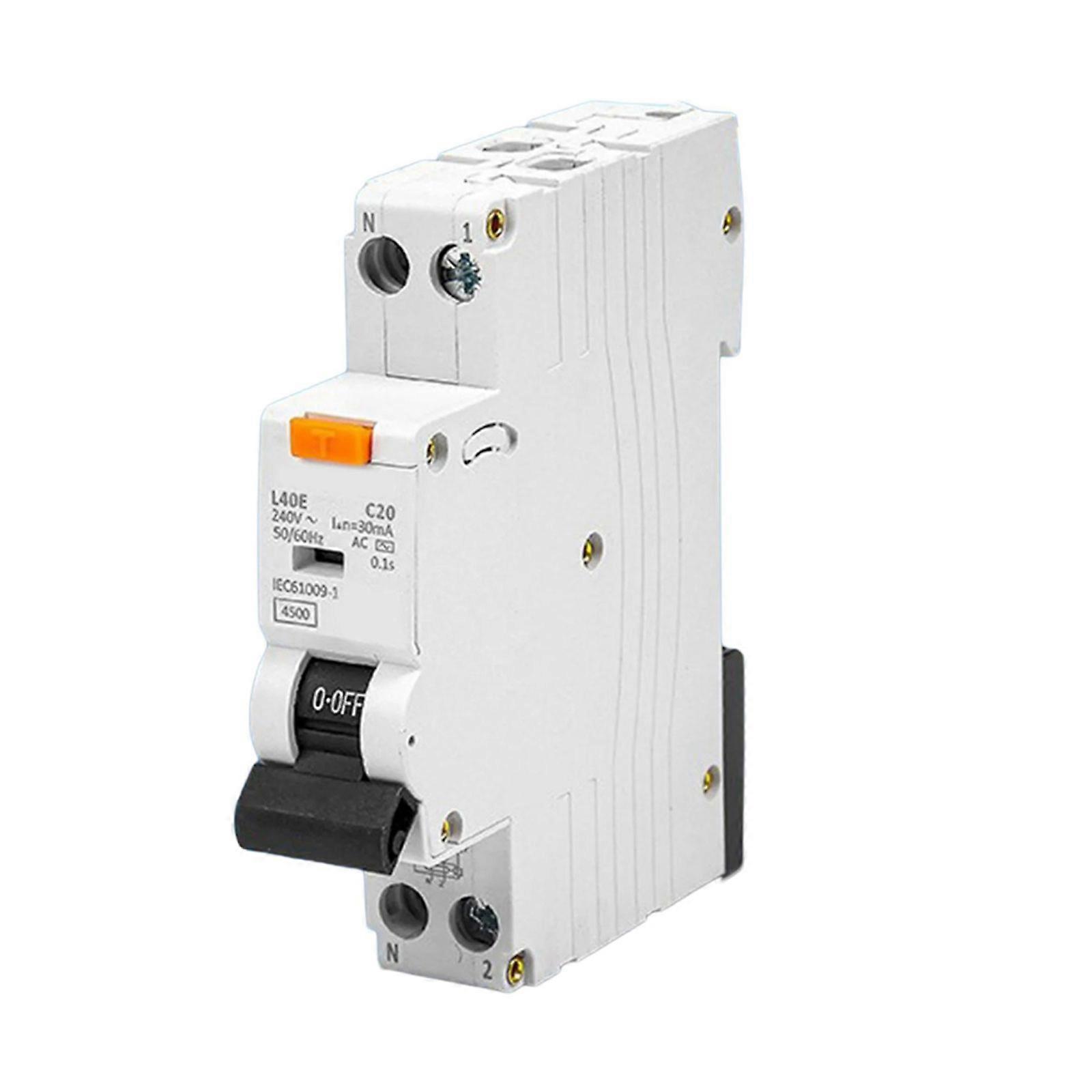 Practical Residual Current Circuit Breakers 32A Home Accessory Portable for Earth Leakage 1P+N 30mA 6kA B32 Curved B