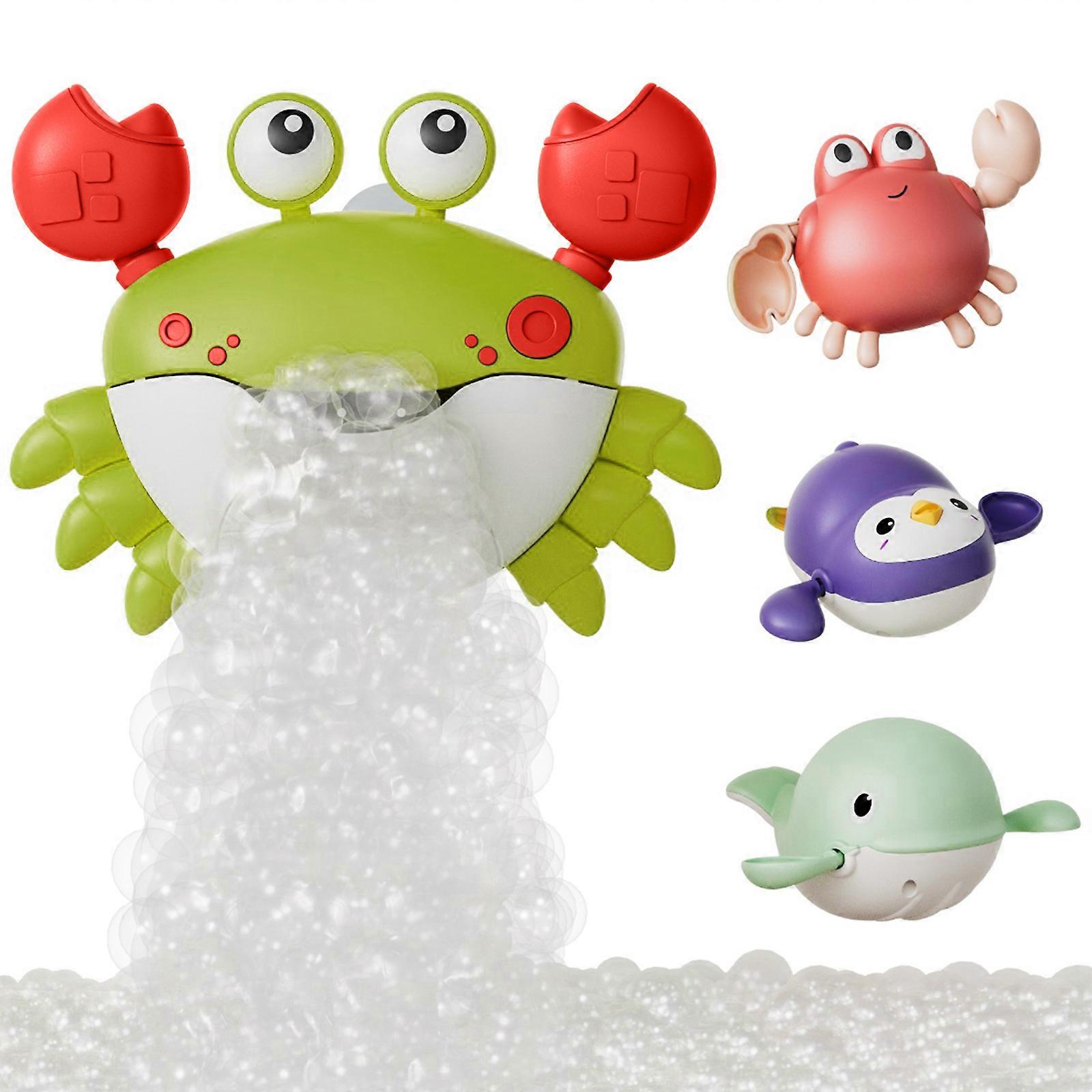 Tumama Baby Bath Toys Cute Cartoon Singing Crab Blowing Bubbles with Suction Cups Mold Free Safe ABS with 3 Floating Whale Penguin Crab No Battery Wi