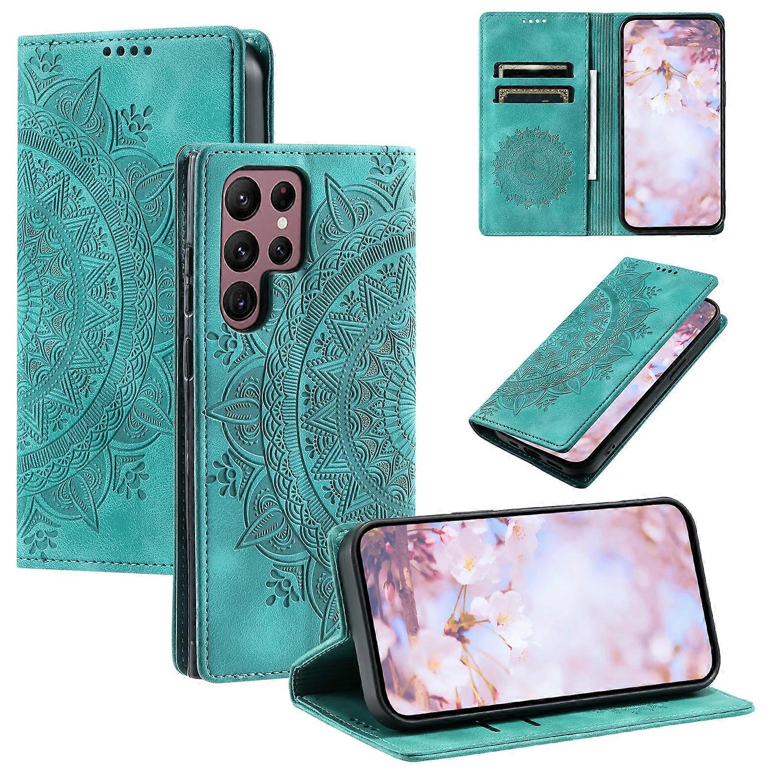 Totem Embossed Magnetic Leather Phone Case