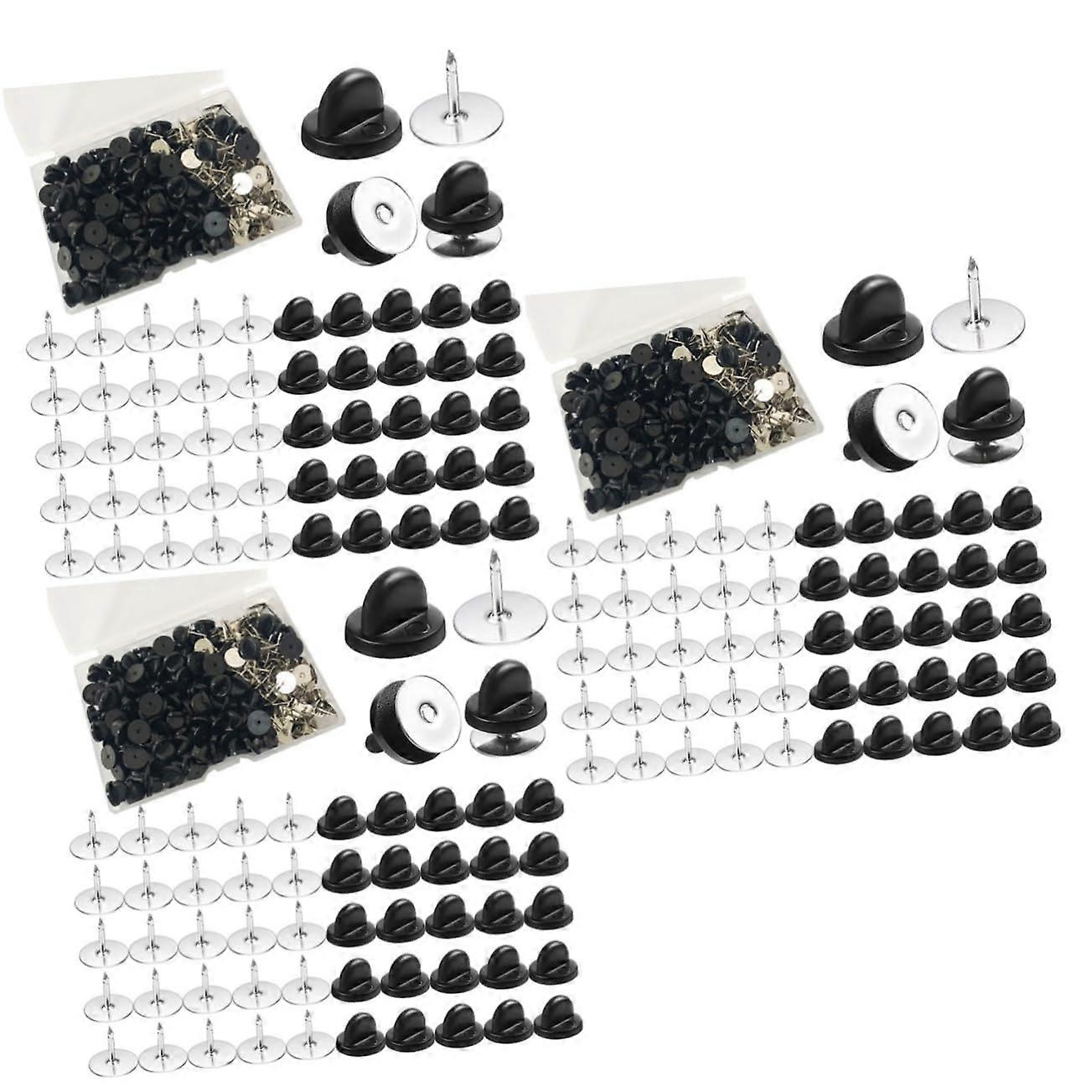 Rubber Pin Backs for Lapel Pins - 3 Boxes of Flat Round Needles, Durable Sewing Supplies for DIY Crafts