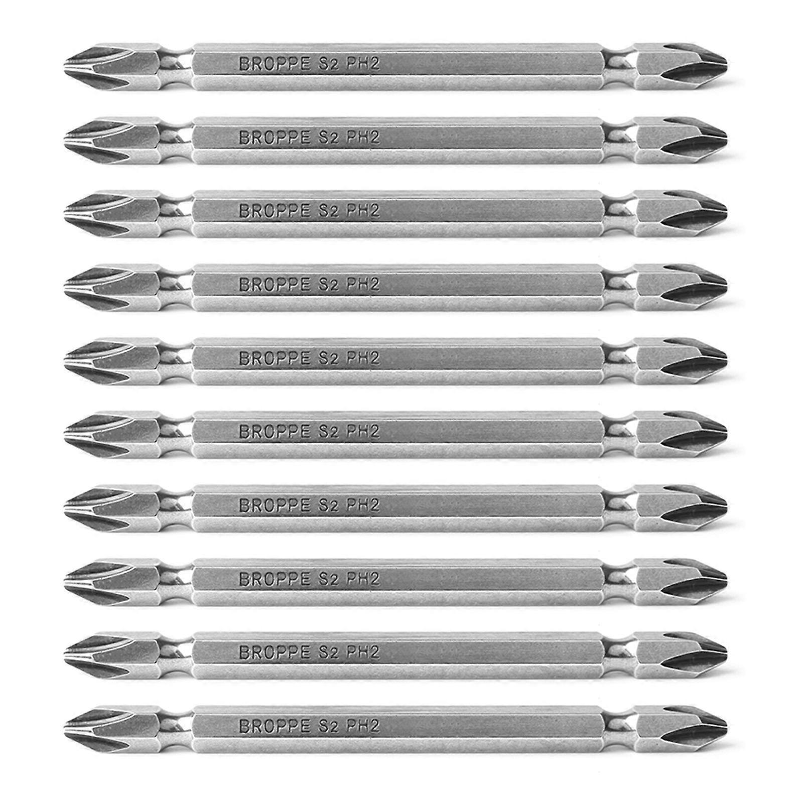 10pcs Extra-length Cross-shaped Screwdriver Bits Professional Magnetic Drill Bit Set - (Magnetic) Multicolor