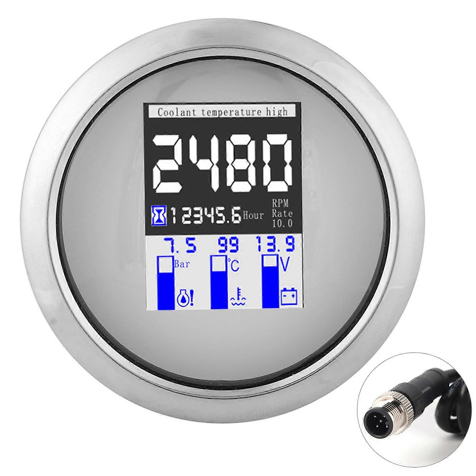 85mm Multi-Function Integrated Instrument NMEA2000 Protocol for Boats and Yachts White 316 Stainless Steel with Digital Display Accurate Monitorin