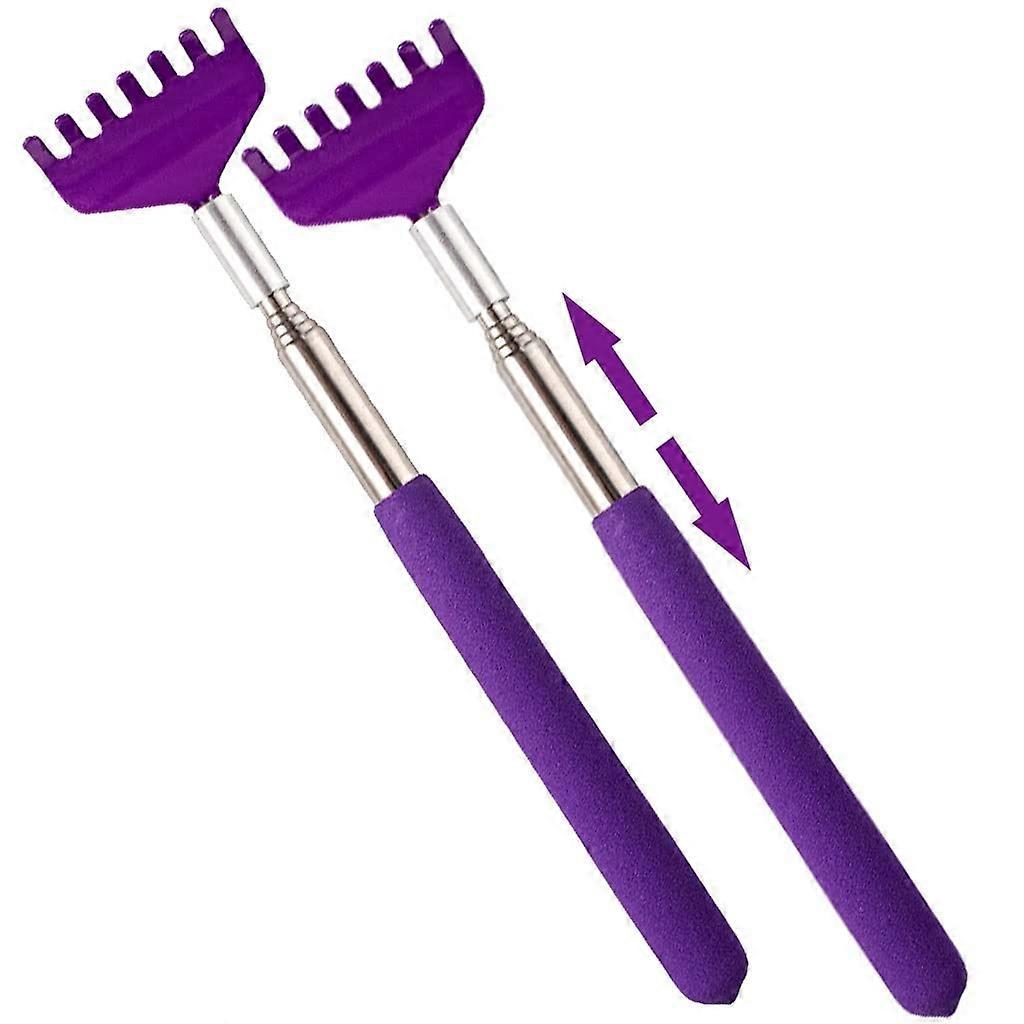 Compact Retractable Back Scratcher - Portable Stainless Steel Massager for Home Use, Purple Color, Set 1, Anti-Itch Tool