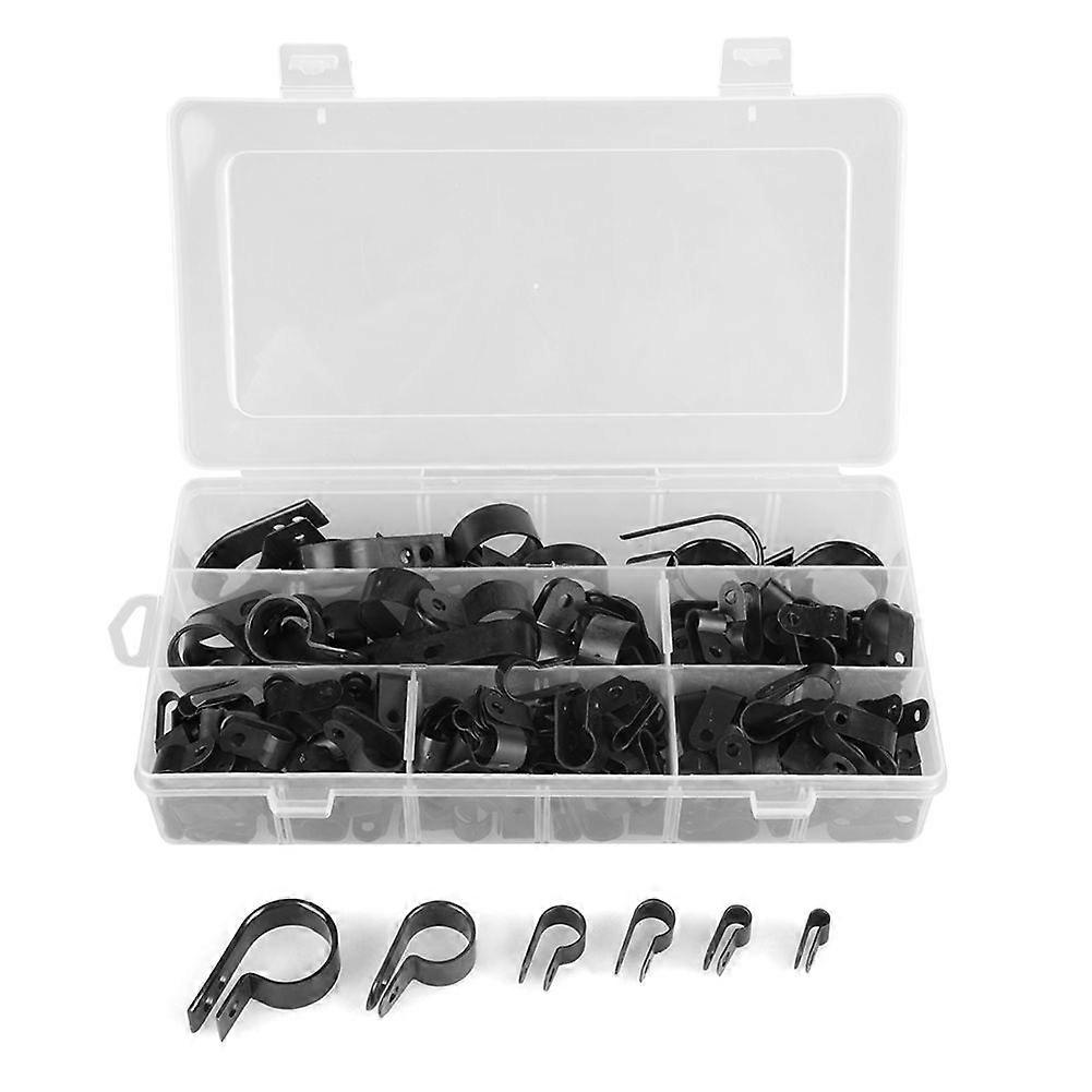 High quality  200pcs black plastic P clips in transparent plastic box