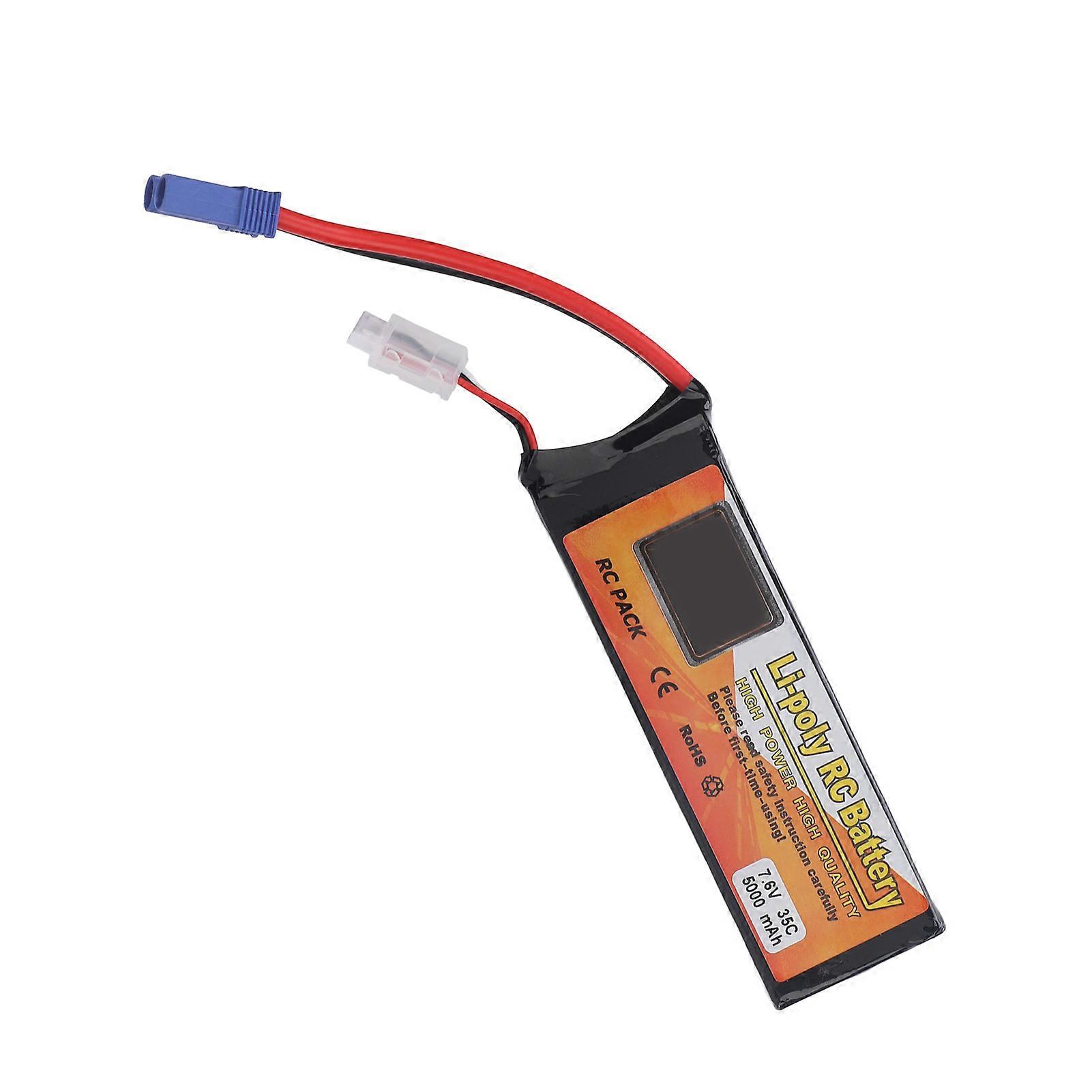 RC Battery 7.6V 5000mAh 2S 35C RC Car Lithium Battery with EC5 Plug for High Speed RC Boat Truck 