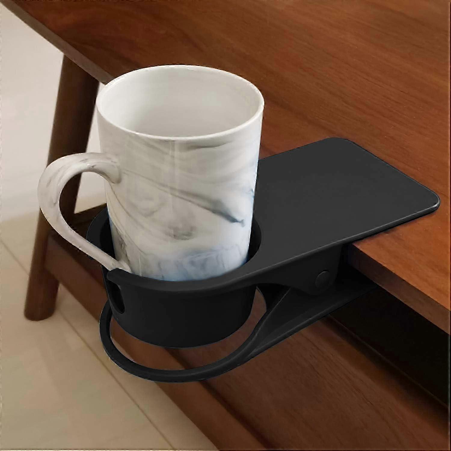 Upgraded Clip-On Cup Holder for Office Chairs and Desks to Securely Hold Coffee Mugs, Water Bottles, Soda, and Tea
