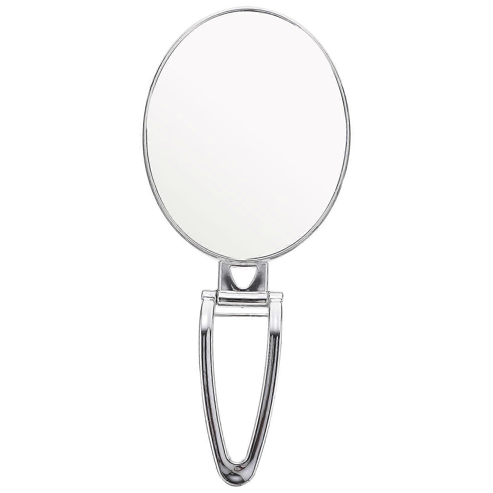 Hand Mirror Double Sided Makeup Mirror Silver ABS 1Pcs