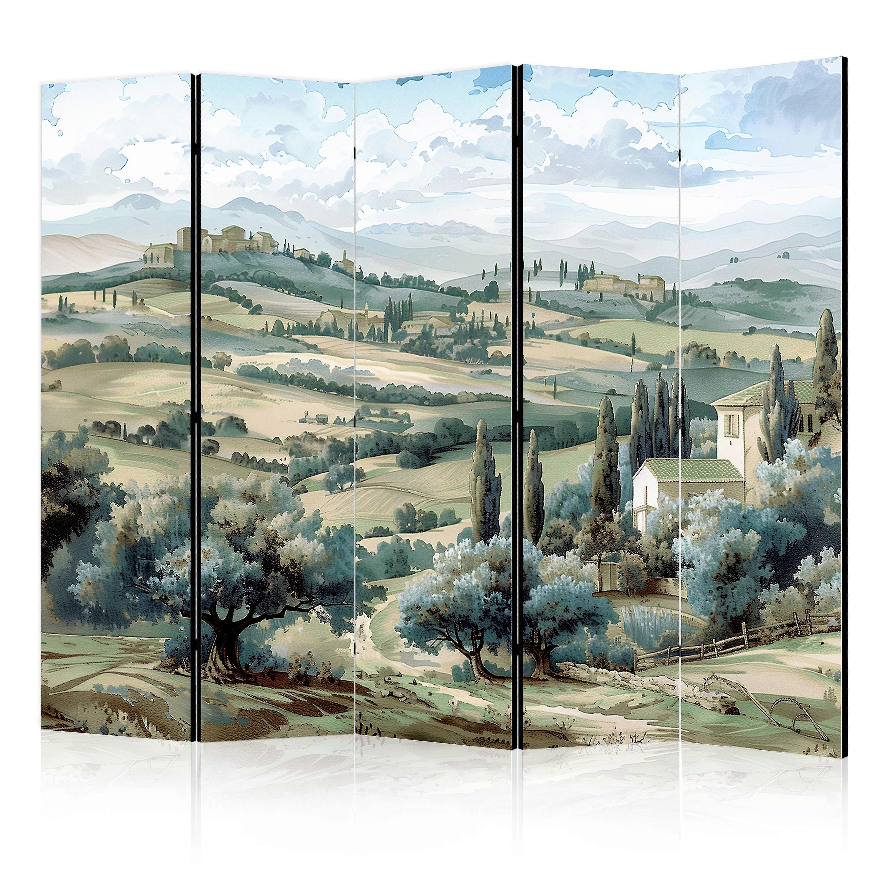 Screen - Landscape with green fields and trees - Tuscan sun view