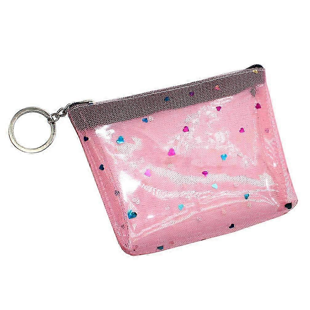 RFID-Blocking Clear Zippered Coin Purse with Detachable Keychain