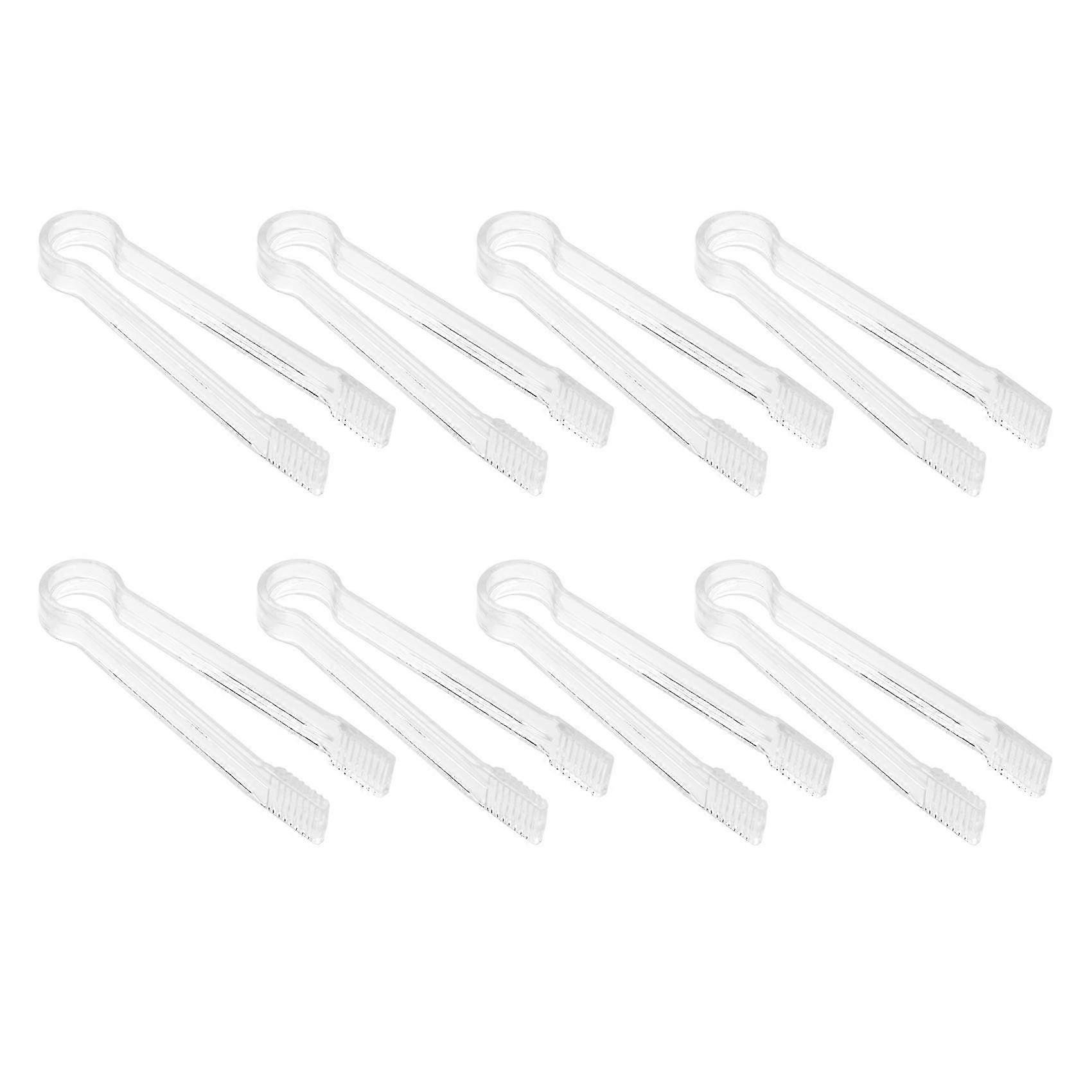 8 Pcs Clear Plastic Mini Buffet Serving Tongs for Appetizers, Kitchen Utensil Set