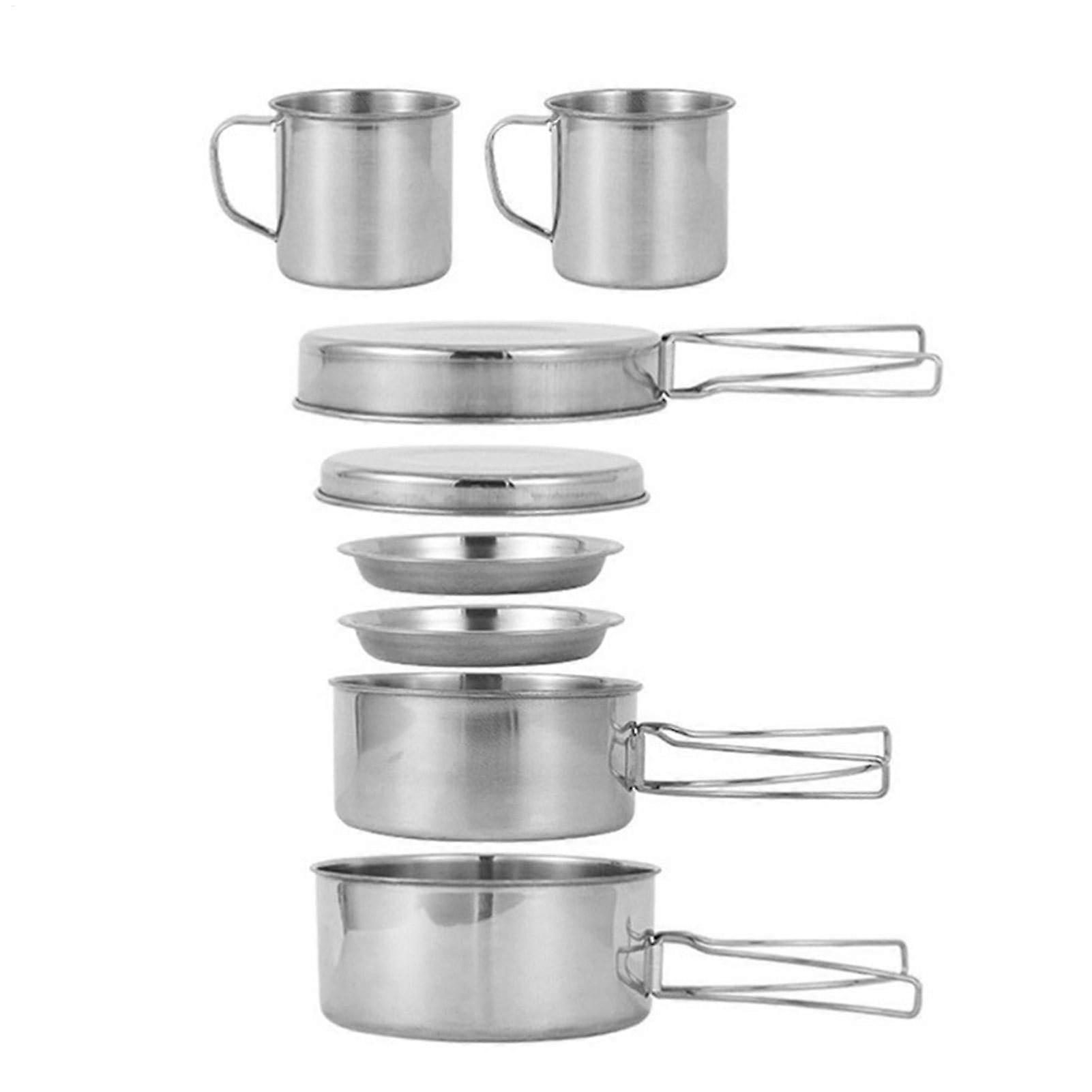 Stainless Steel Cookware Set Outdoor Cookware for Backpacking Pots and Pan Set for 2 People