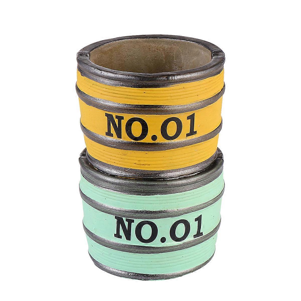 Desktop Ornaments Retro Ashtray Butt Container Bedroom Rectangular Green 2Pcs