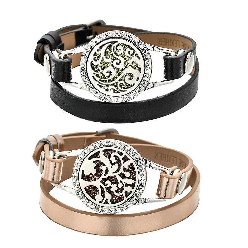 Hollow-Out Wrist Chains Essential Oil Diffuser Leather Bracelets Everyday Use Assorted Color 2Pcs