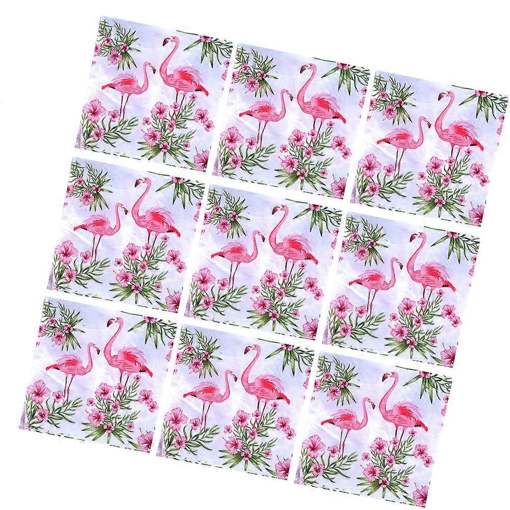 Tropical Paper Napkins Flamingo Pattern Absorbent For Banquet And Daily Use 40Pcs