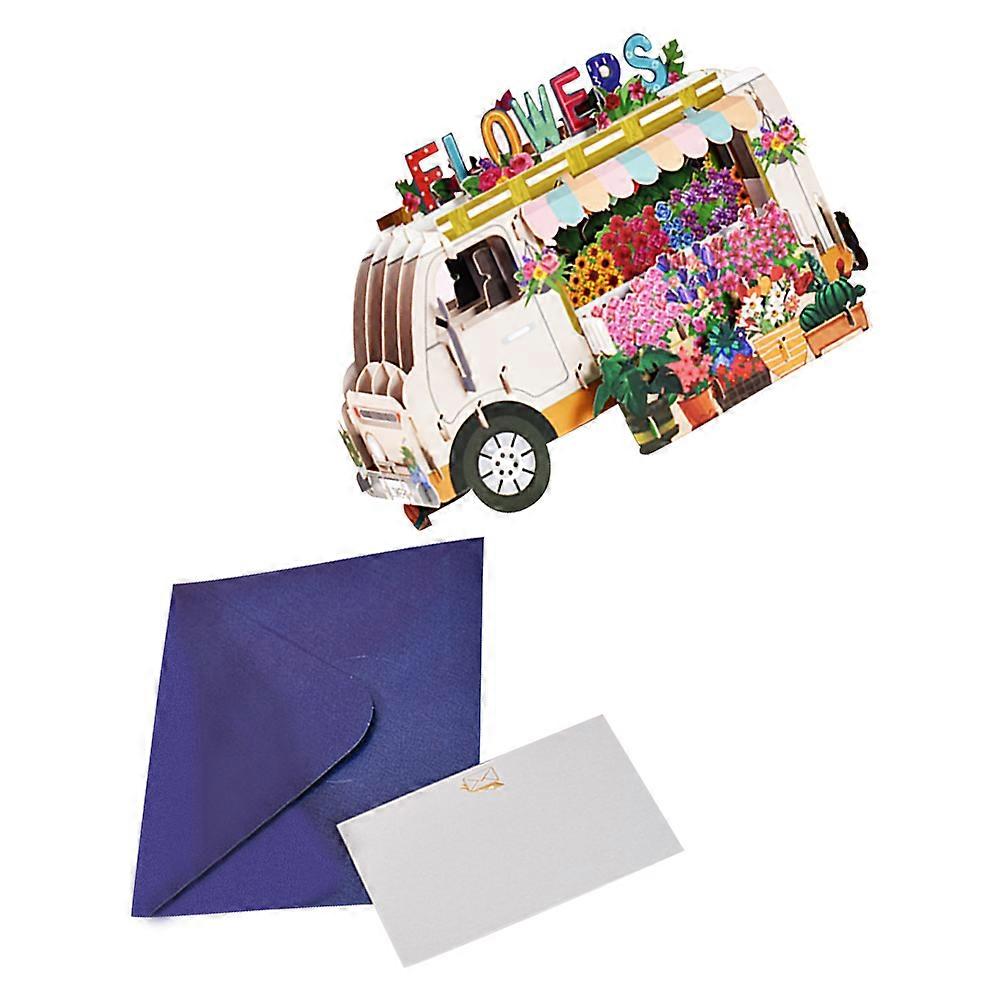 Birthday Cards Three-Dimensional Greeting Card Flower Car High-Class Design Assorted Color 20X15X0.1CM 3Pcs